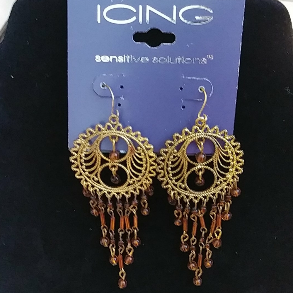Icing Gold and Bead Earrings